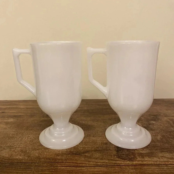 Vintage Federal Milk Glass Irish Coffee I Love Grandpa I Love Grandma Mug Set - Picture 3 of 6